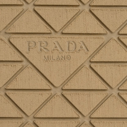 Prada Raffia Metal Triangle Logo Woven Flatform 35mm Slide Sandals 39 Naturale 11 of 17