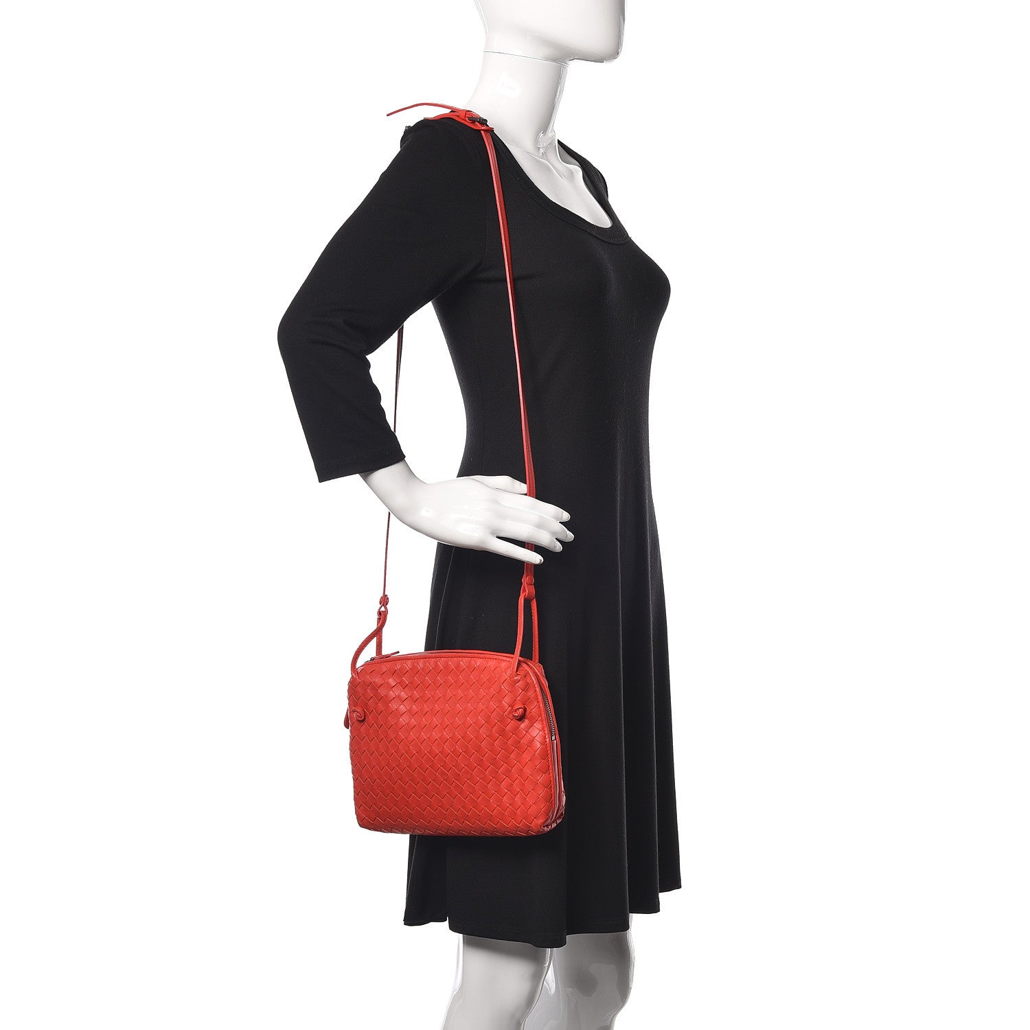 Bottega Veneta Nappa Intrecciato Nodini Crossbody Messenger Red 2 of 12