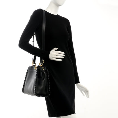 Fendi Vitello Seta Lace Up Medium Peekaboo Iconic Satchel Black 2 of 8