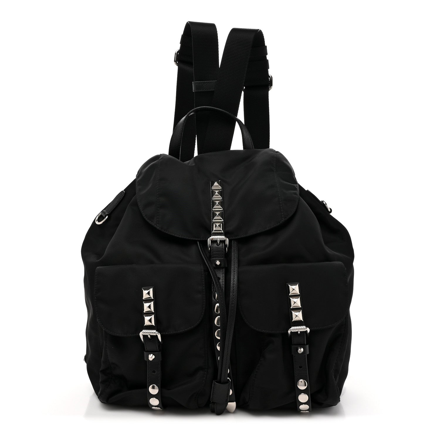 Prada Nylon New Vela Studded Backpack Black 1563572