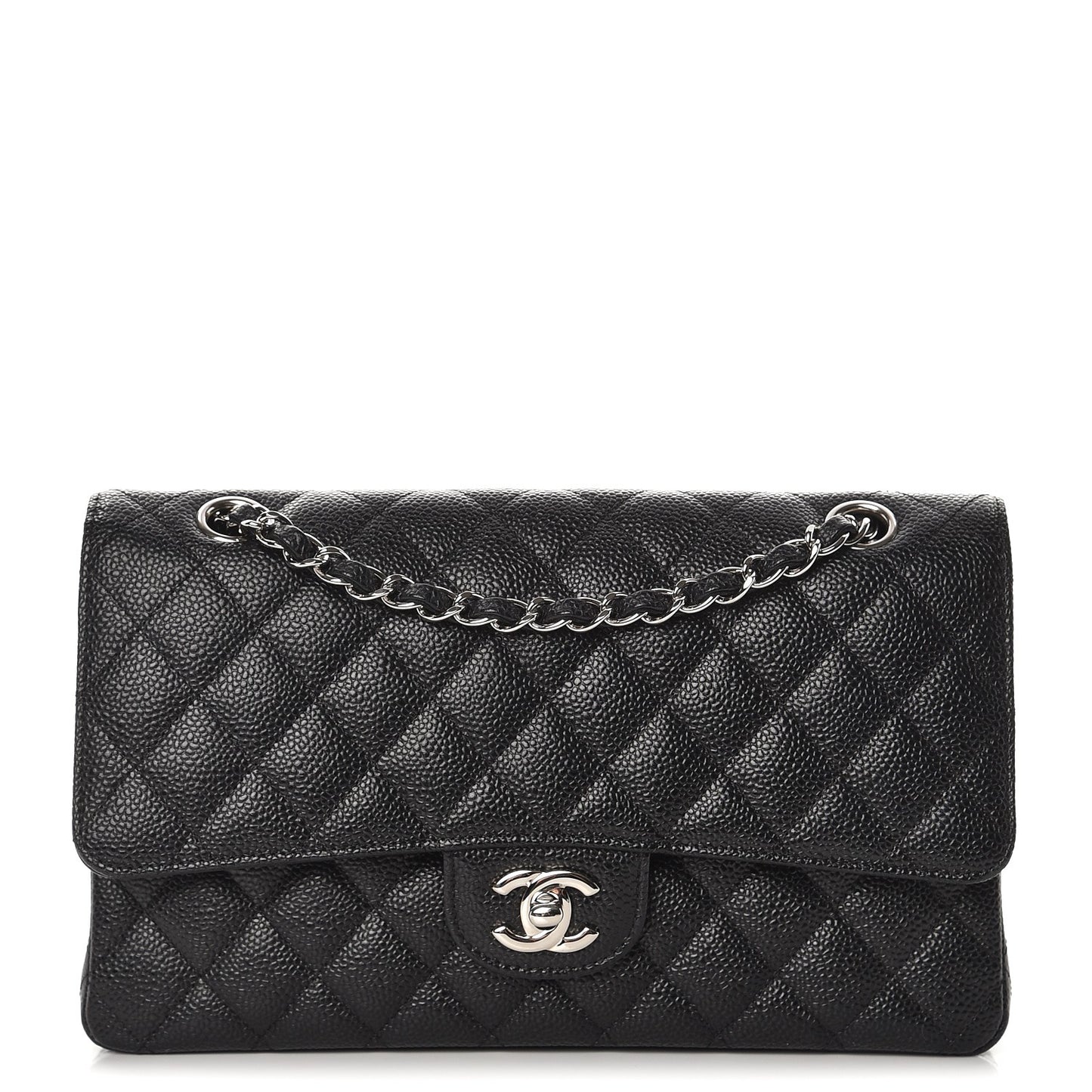 Caviar Quilted Medium Double Flap Black