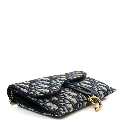 Christian Dior Oblique Saddle Chain Long Wallet Blue 5 of 14