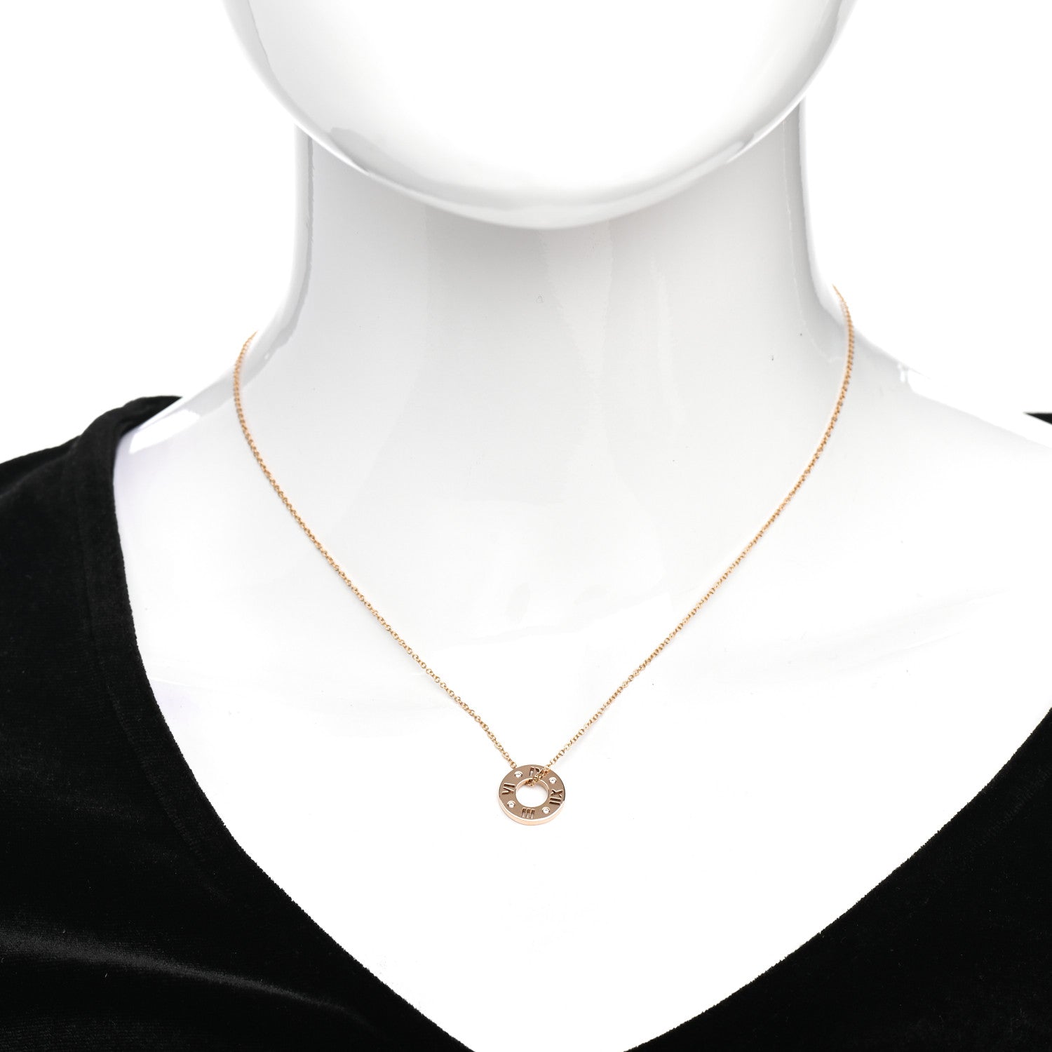 Tiffany 18K Rose Gold Diamond Atlas Pierced Pendant Necklace 2 of 4