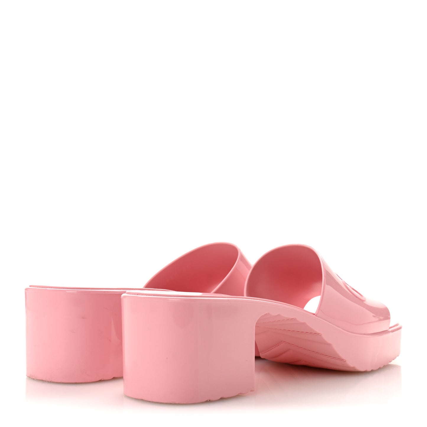 Rubber Gucci Logo Womens Platform 20/60mm Slide Sandals 40 Wild Rose