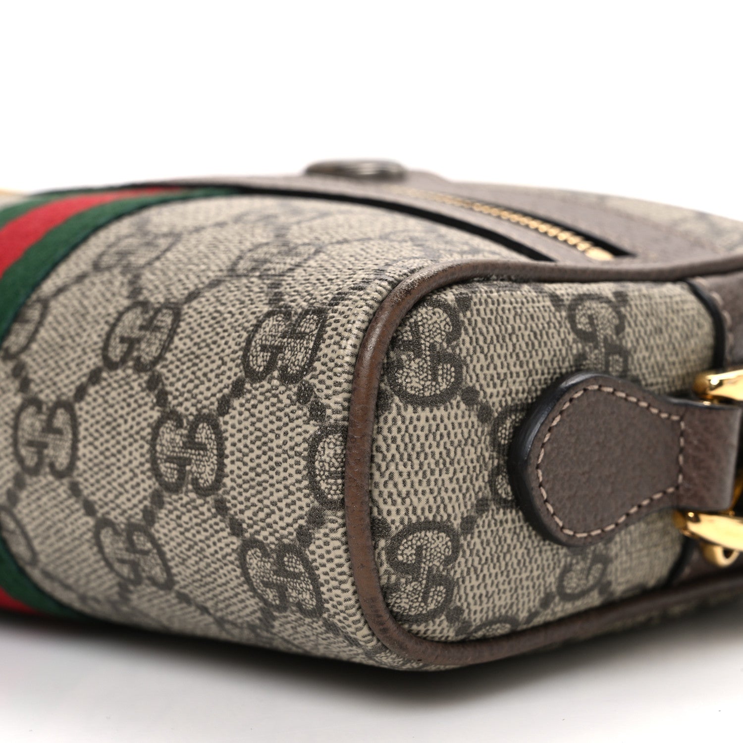 Gucci GG Supreme Monogram Web Mini Ophidia Shoulder Bag Brown 10 of 11