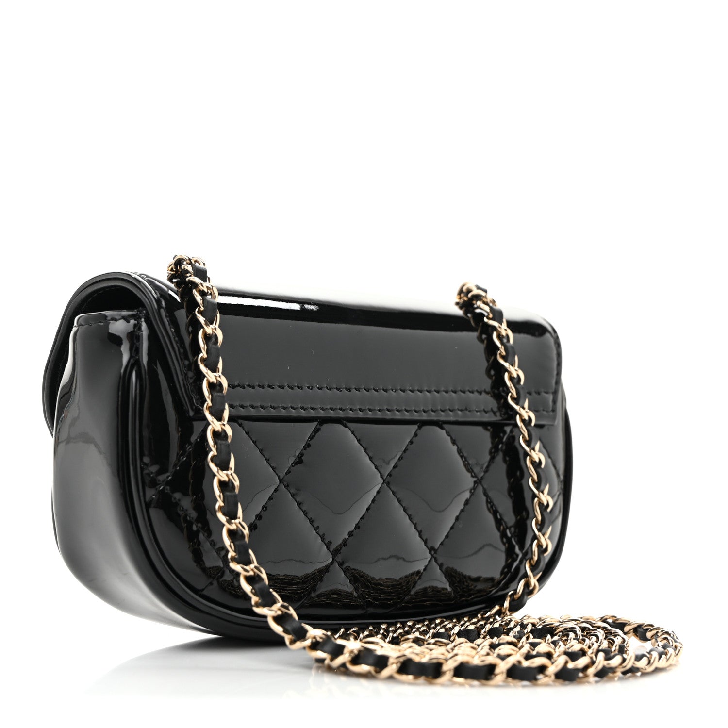 Chanel Patent Calfskin Quilted Mini Clutch Black 3 of 10