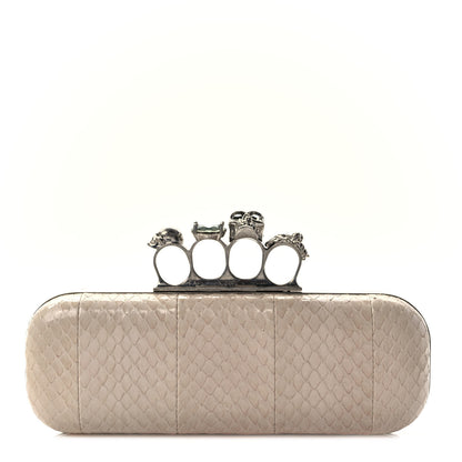 Alexander McQueen Snakeskin Knuckle Box Clutch Beige 1 of 10