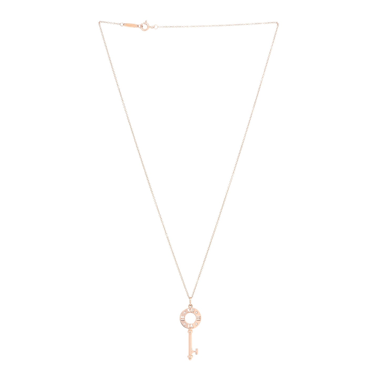 18K Yellow Gold Diamond Atlas Pierced Key Pendant Necklace