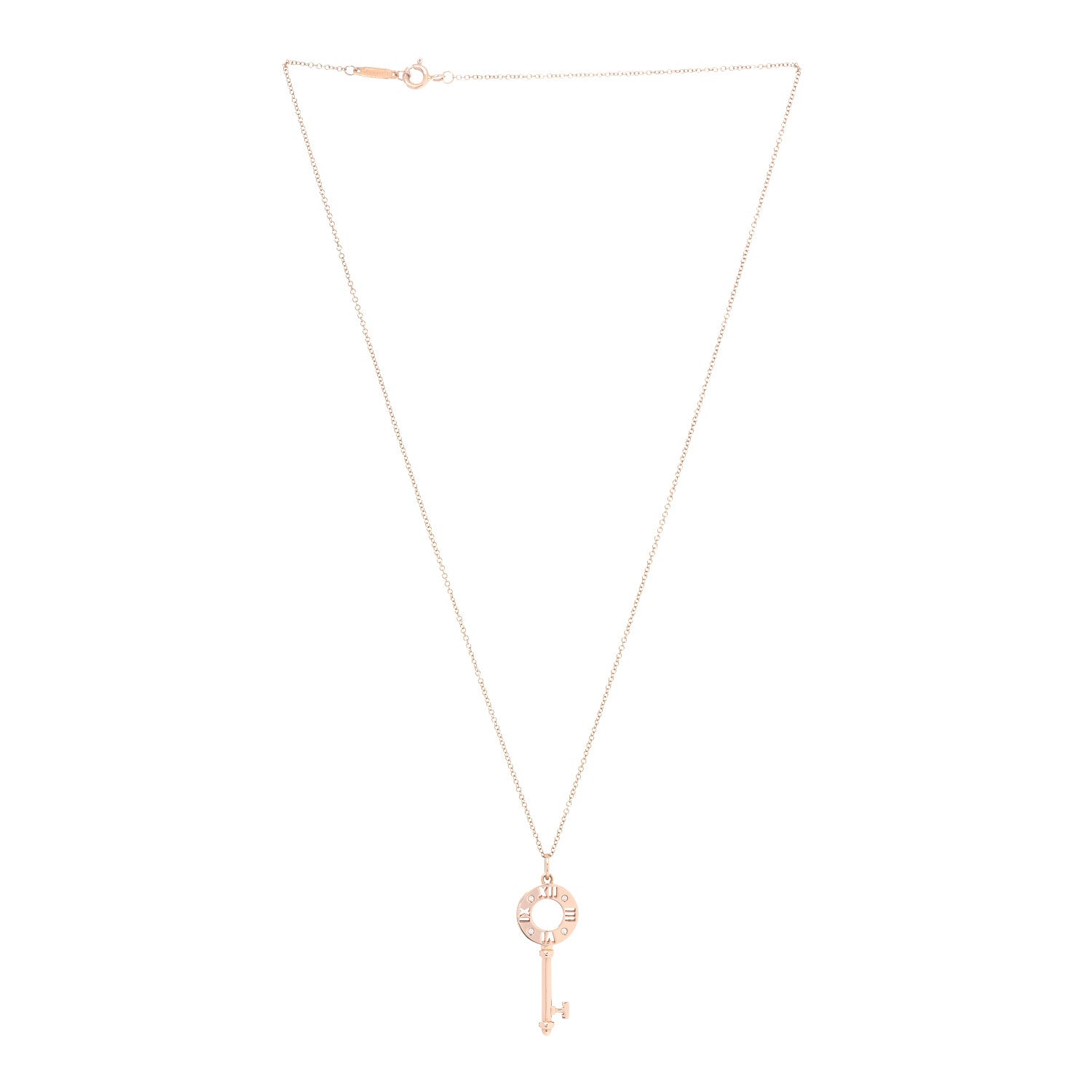 Tiffany 18K Yellow Gold Diamond Atlas Pierced Key Pendant Necklace 2 of 6