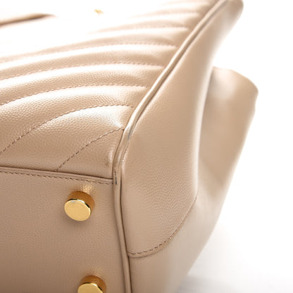 Saint Laurent Grain De Poudre Matelasse Chevron Monogram Shopping Bag Dark Beige 11 of 13