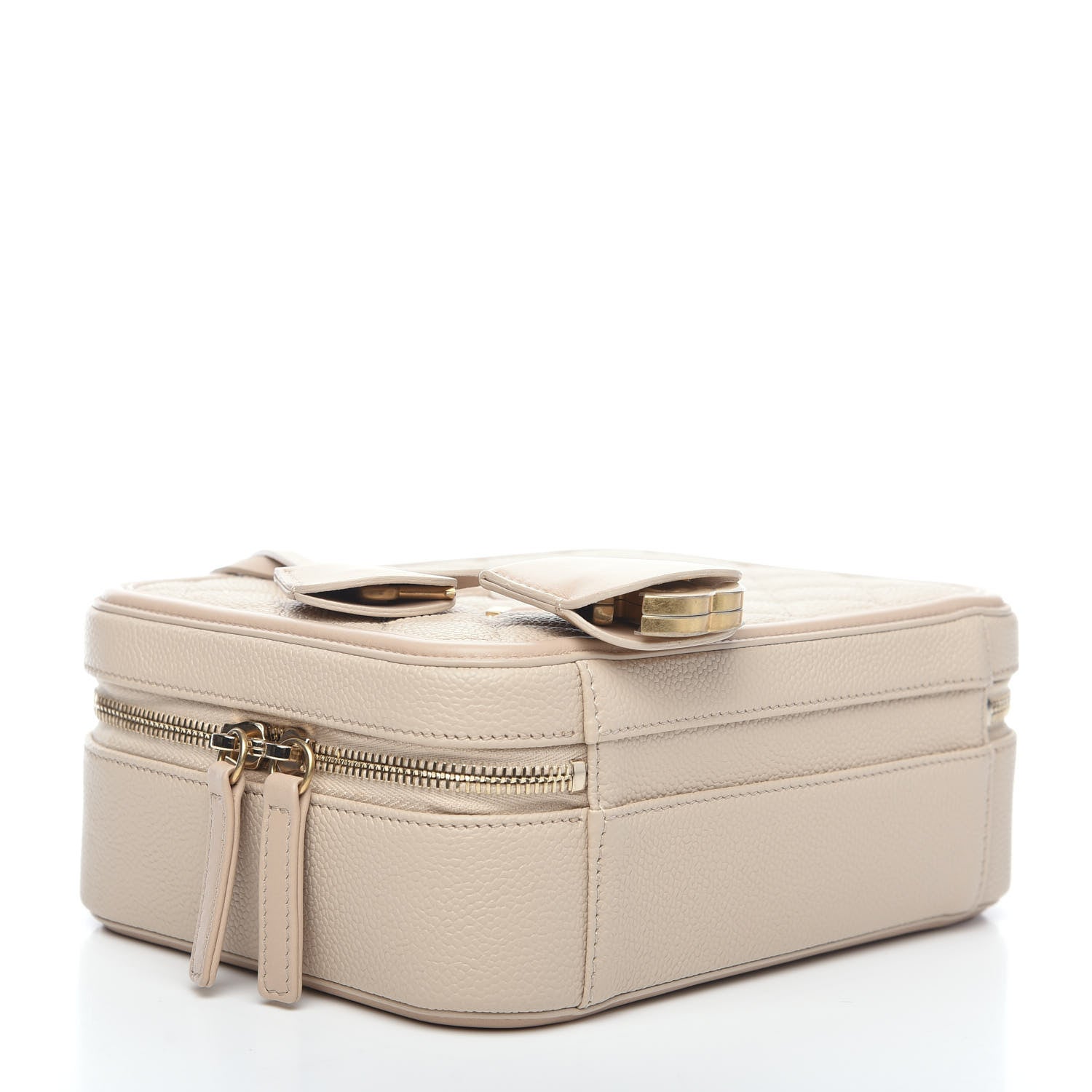 Chanel Caviar Quilted Medium CC Filigree Vanity Case Light Beige 3 of 9