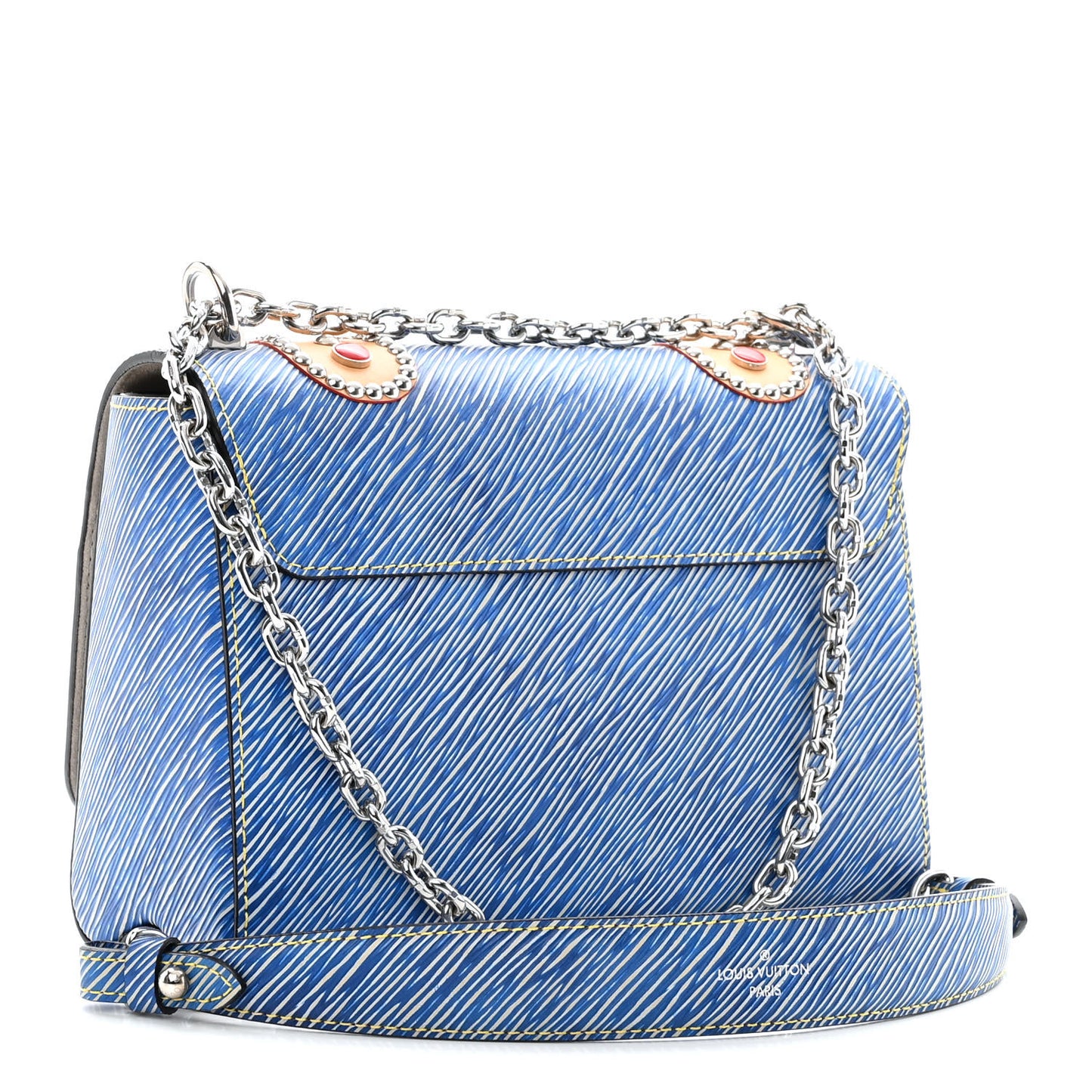 Epi Studded Twist Shoulder Bag MM Denim Light