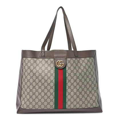Gucci GG Supreme Monogram Web Ophidia Tote Brown 1 of 13