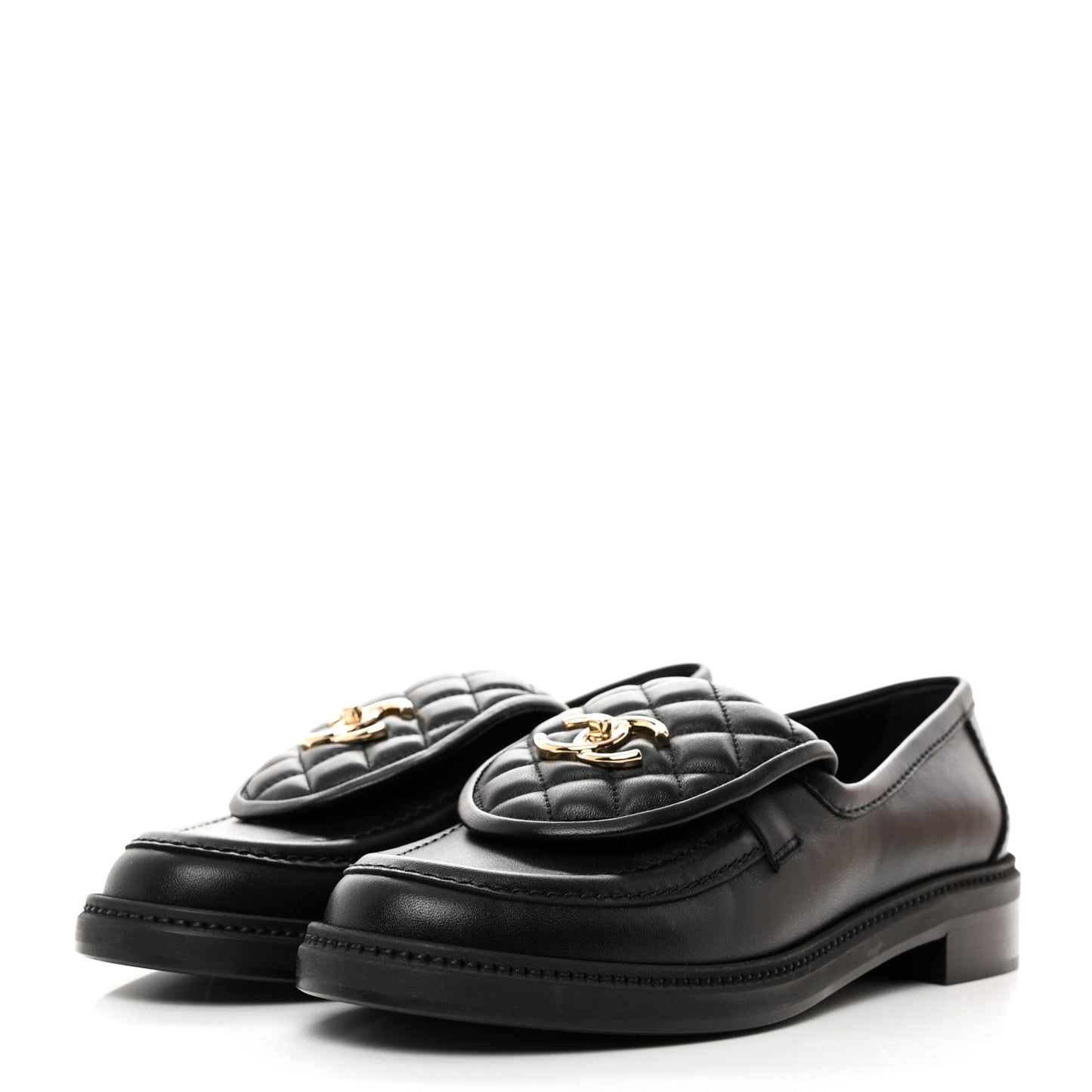Lambskin Quilted CC Turnlock Loafers 40 Black