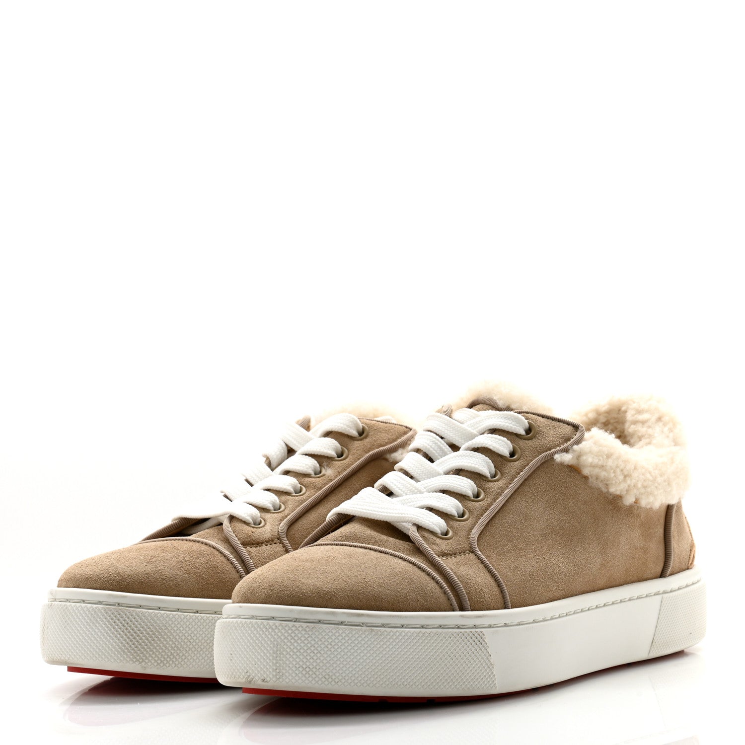 Christian Louboutin Suede Shearling Fun Vierissima Flat Sneakers 39.5 Atlas 3 of 8