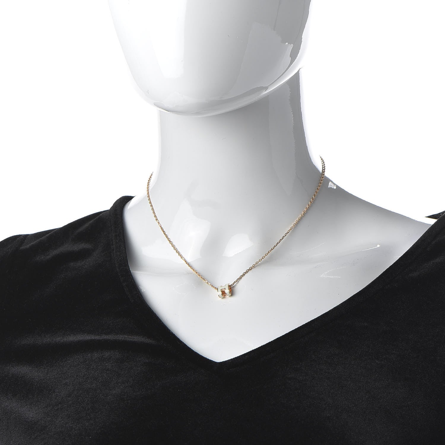 Hermes Lacquered Rose Gold Mini Pop H Pendant Necklace White 2 of 7