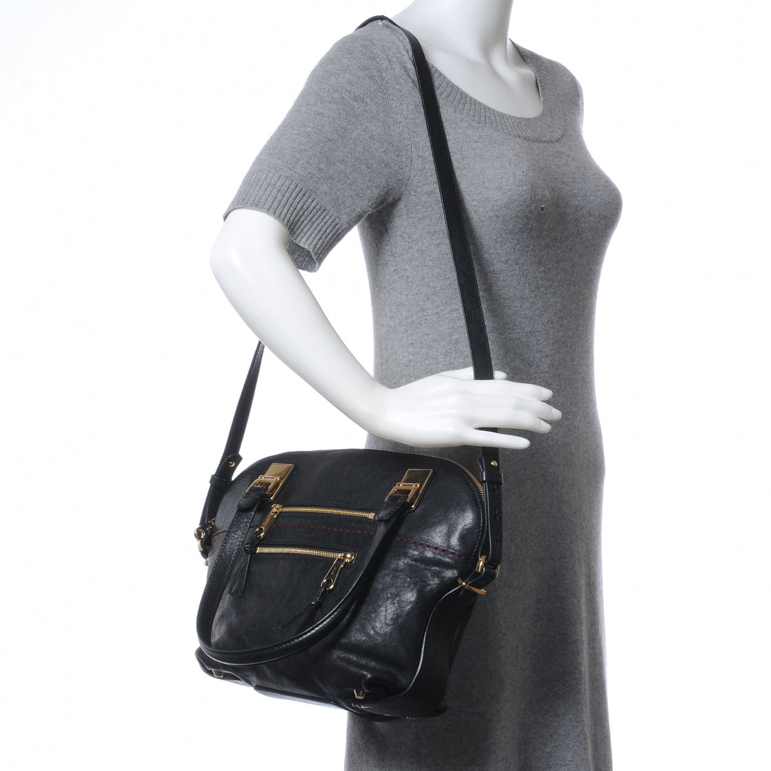 Chloe Leather Medium Angie Shoulder Bag Black 2 of 8