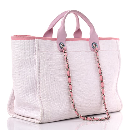 Chanel Woven Straw Raffia Medium Deauville Tote Pink 3 of 16