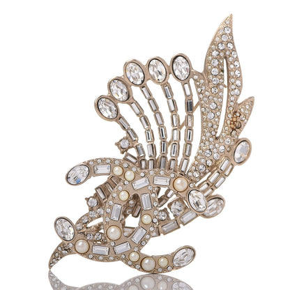 Chanel Crystal Pearl CC Wing Brooch Gold 1 of 5