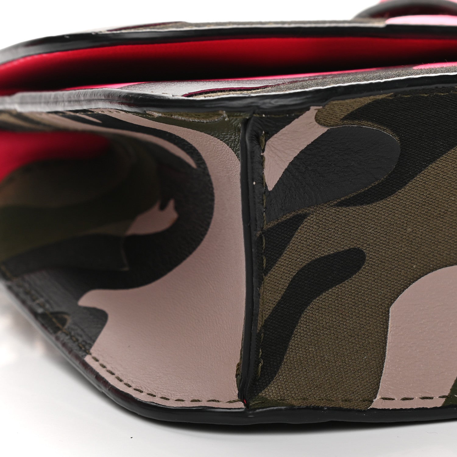 Valentino Garavani Nappa Canvas Camouflage Medium Glam Lock Rockstud Flap Fuxia Fluo 8 of 12