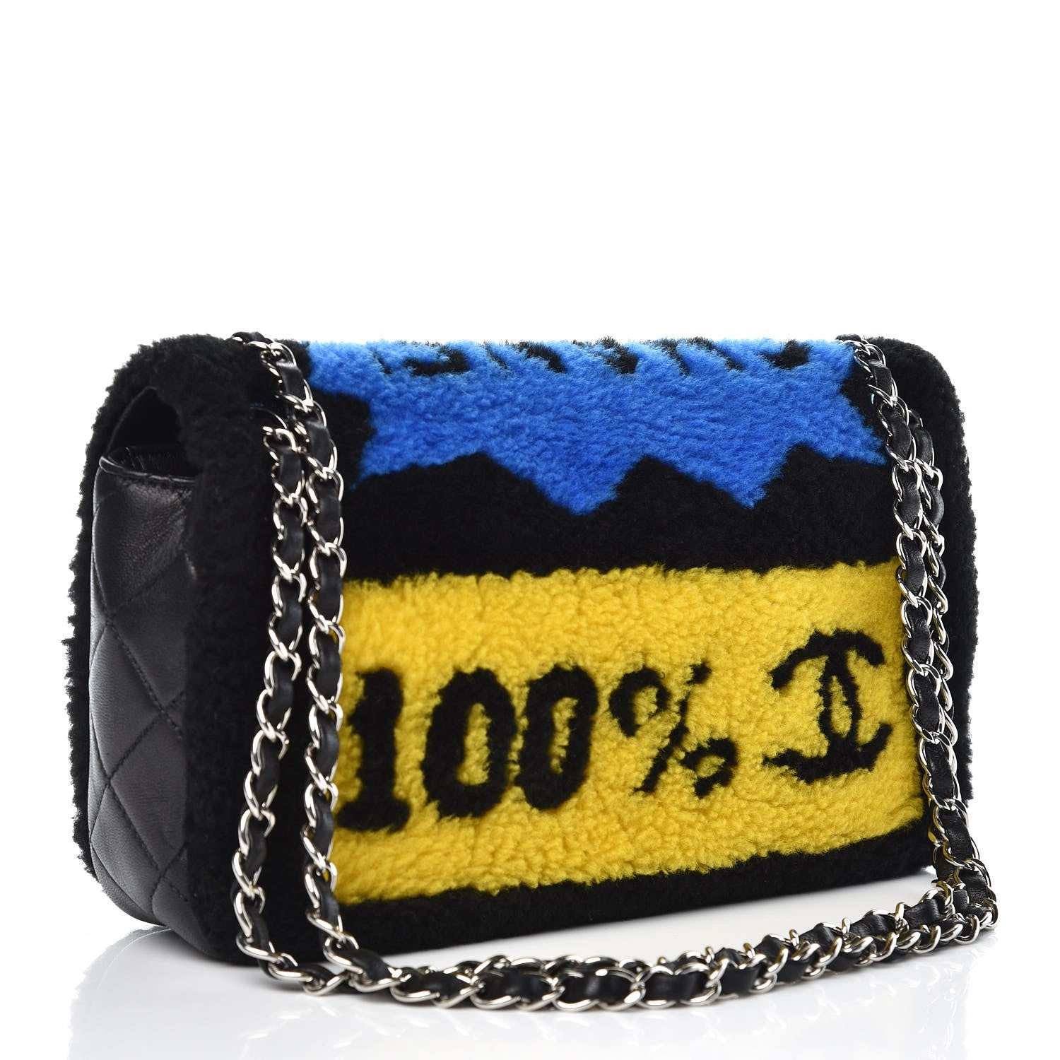 Chanel Shearling Lambskin Medium 100% Flap Black 4 of 10