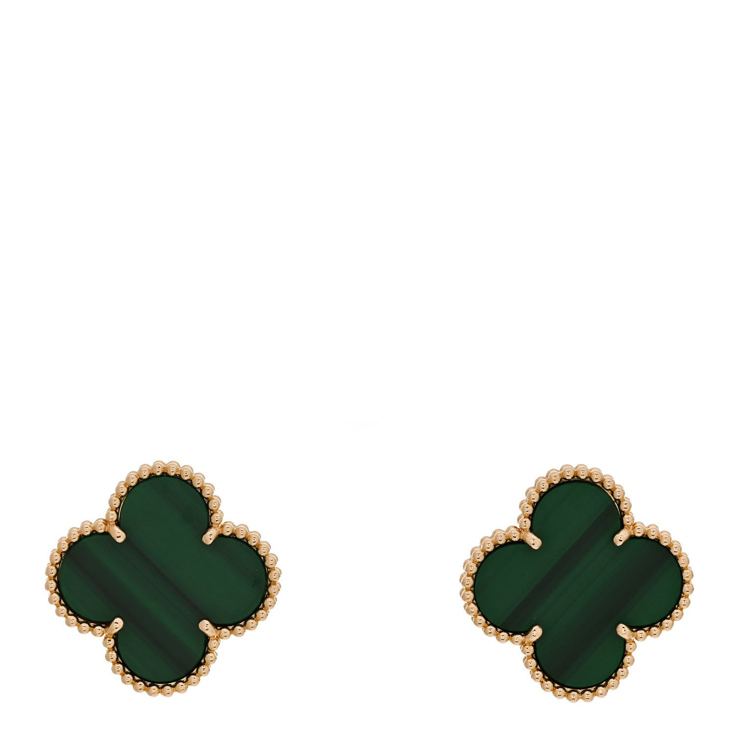 Van Cleef & Arpels 18K Yellow Gold Malachite Magic Alhambra Earrings 1 of 5