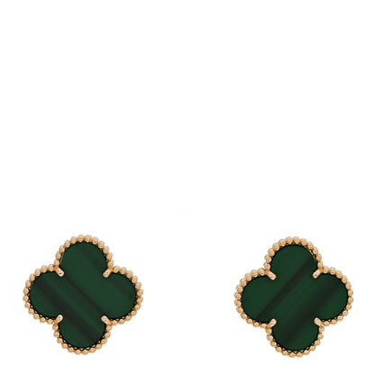 Van Cleef & Arpels 18K Yellow Gold Malachite Magic Alhambra Earrings 1 of 5