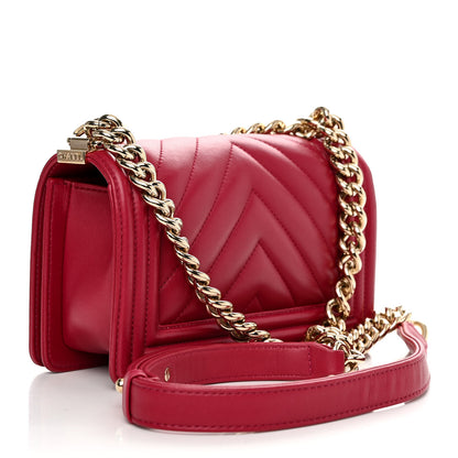 Chanel Calfskin Chevron Quilted Small Boy Flap Dark Pink 3 of 11