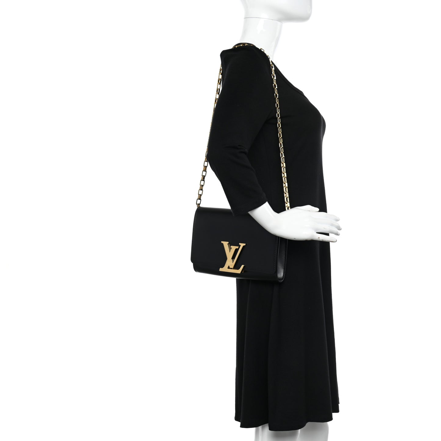 Calfskin Chain Louise GM Black