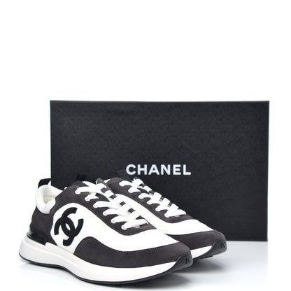 Chanel Nylon Suede Calfskin CC Sneakers 39 White Dark Grey 8 of 8