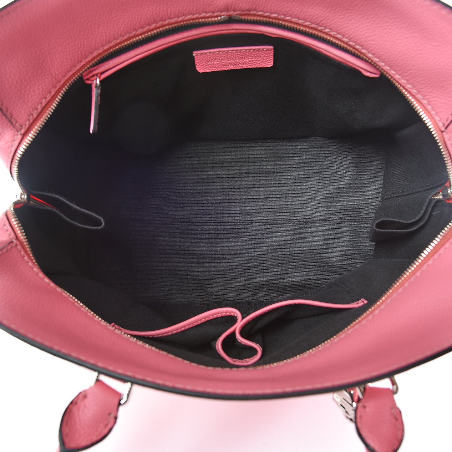 Pebbled Calfskin Large Skull Padlock Zip Around Tote Pink