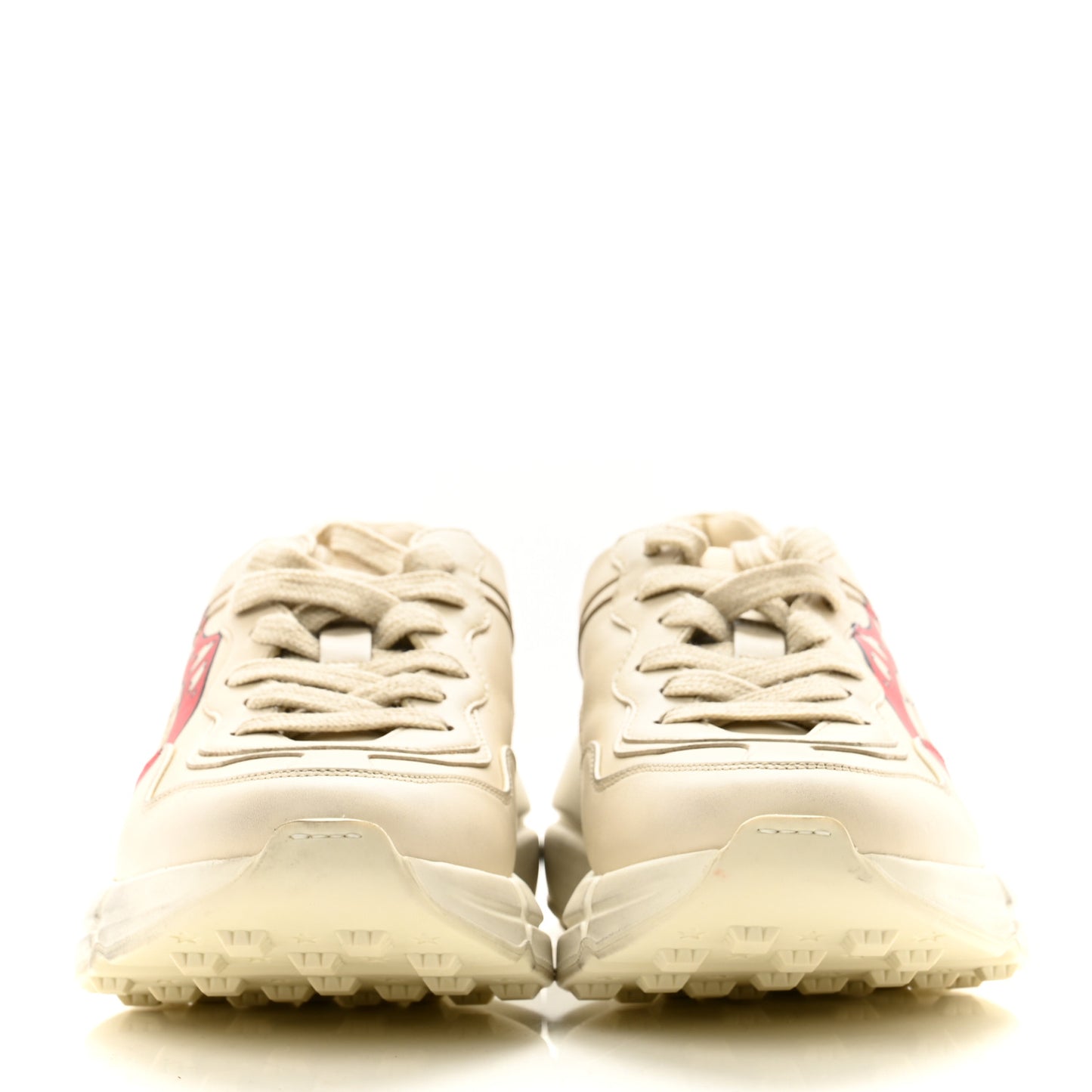 Calfskin Mouth Print Womens Rhyton Sneakers 36.5 Ivory