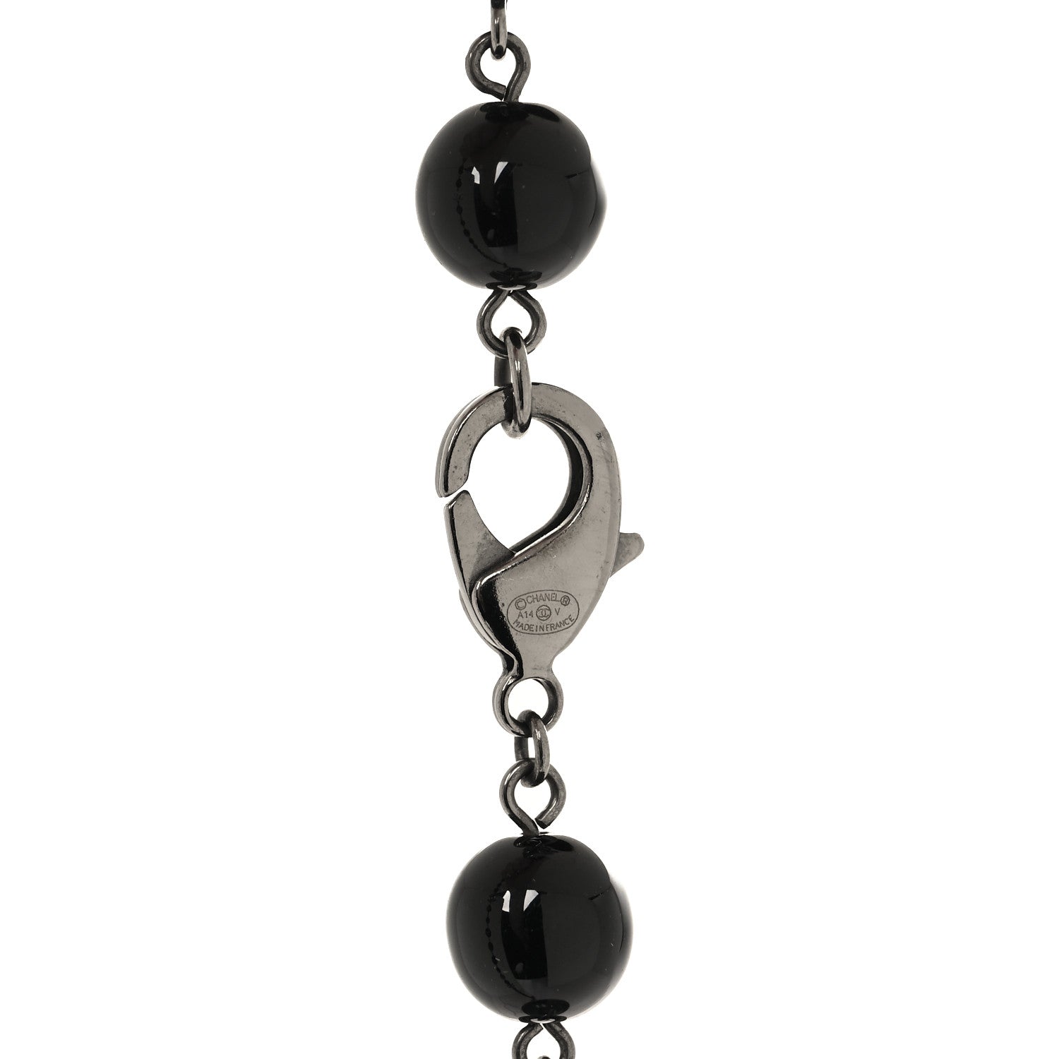 Chanel Ruthenium Pearl Beaded CC Long Necklace Black 4 of 5
