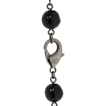 Chanel Ruthenium Pearl Beaded CC Long Necklace Black 4 of 5