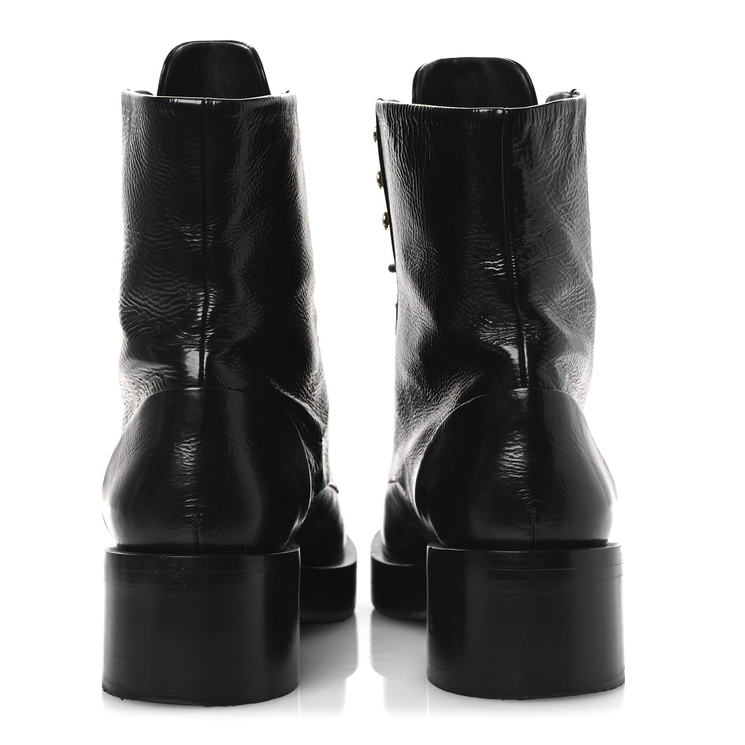 Chanel Shiny Goatskin Cap Toe Combat Boots 39.5 Black 6 of 11