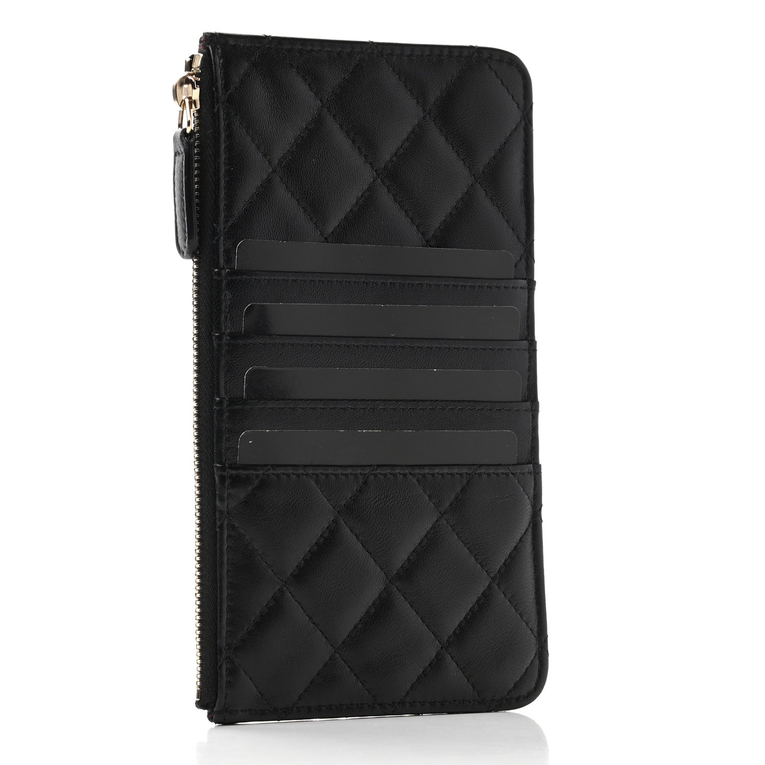 Chanel Lambskin Quilted Classic Flat Wallet Pouch Black 3 of 7