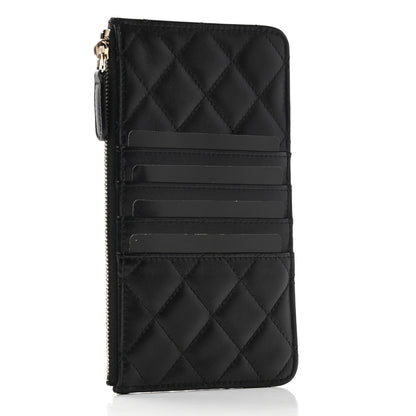 Chanel Lambskin Quilted Classic Flat Wallet Pouch Black 3 of 7