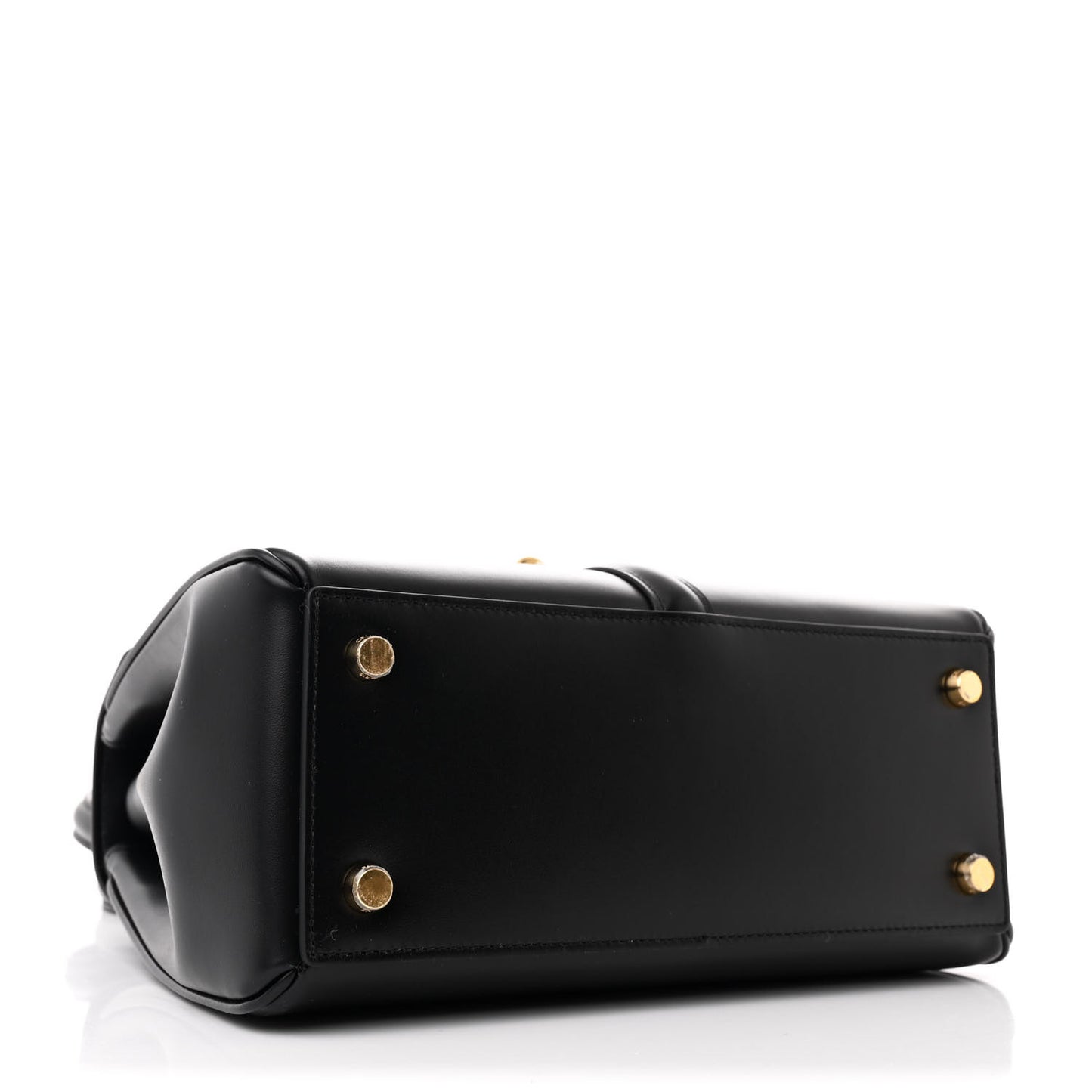 Satinated Calfskin Small 16 Top Handle Bag Black