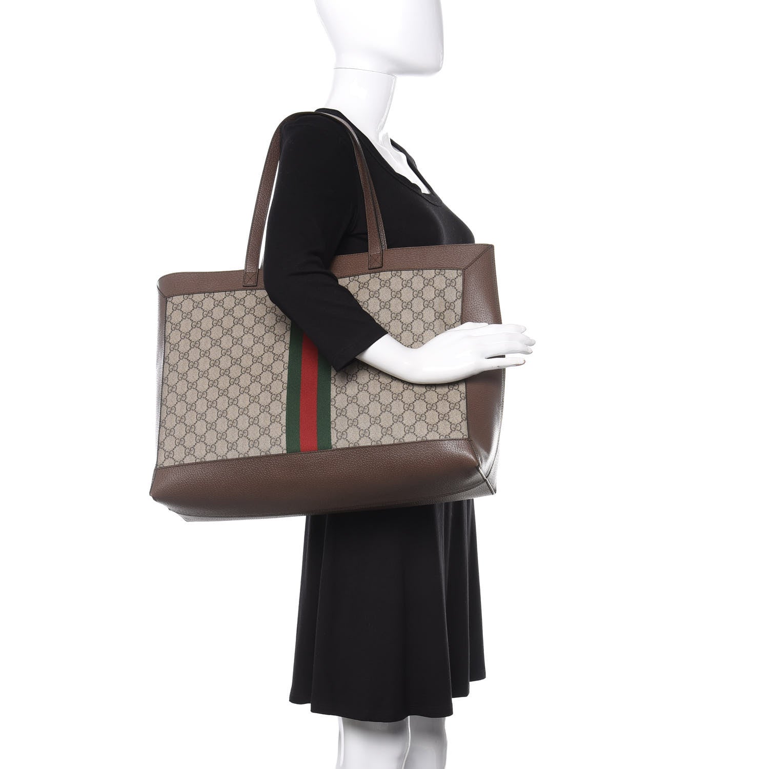 Gucci GG Supreme Monogram Web Ophidia Tote Brown 2 of 11