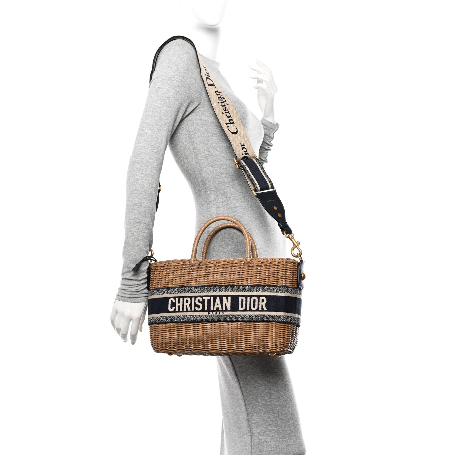 Christian Dior Wicker Oblique Basket Bag Blue 2 of 11