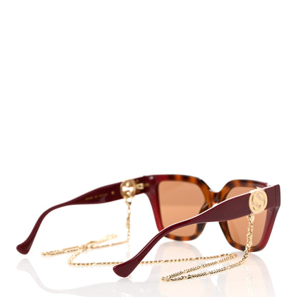 Gucci Acetate Square Frame Chain Sunglasses GG1023S Havana Pink 4 of 8