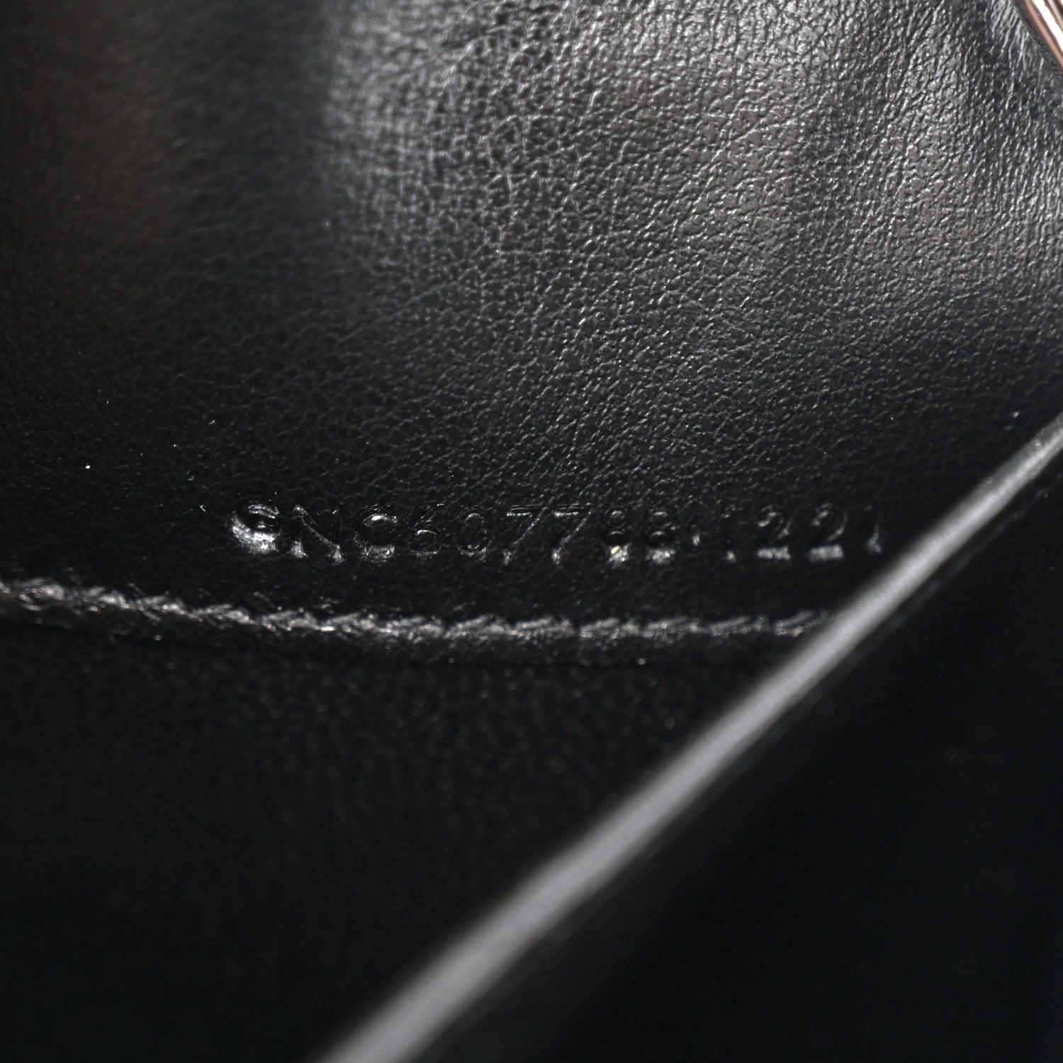 Saint Laurent Calfskin Crocodile Embossed Monogram Uptown Chain Wallet Black 8 of 12