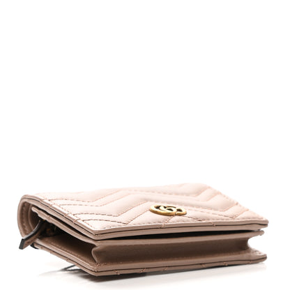 Gucci Calfskin Matelasse GG Marmont Card Case Wallet Porcelain Rose 4 of 8