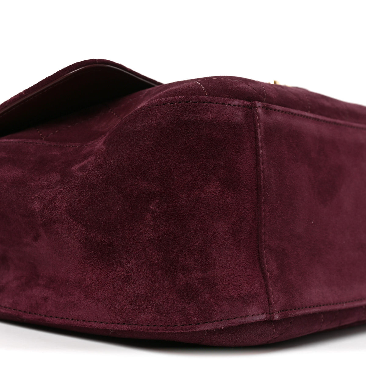 Suede Calfskin Small Souplissimo Maxi Flap Burgundy