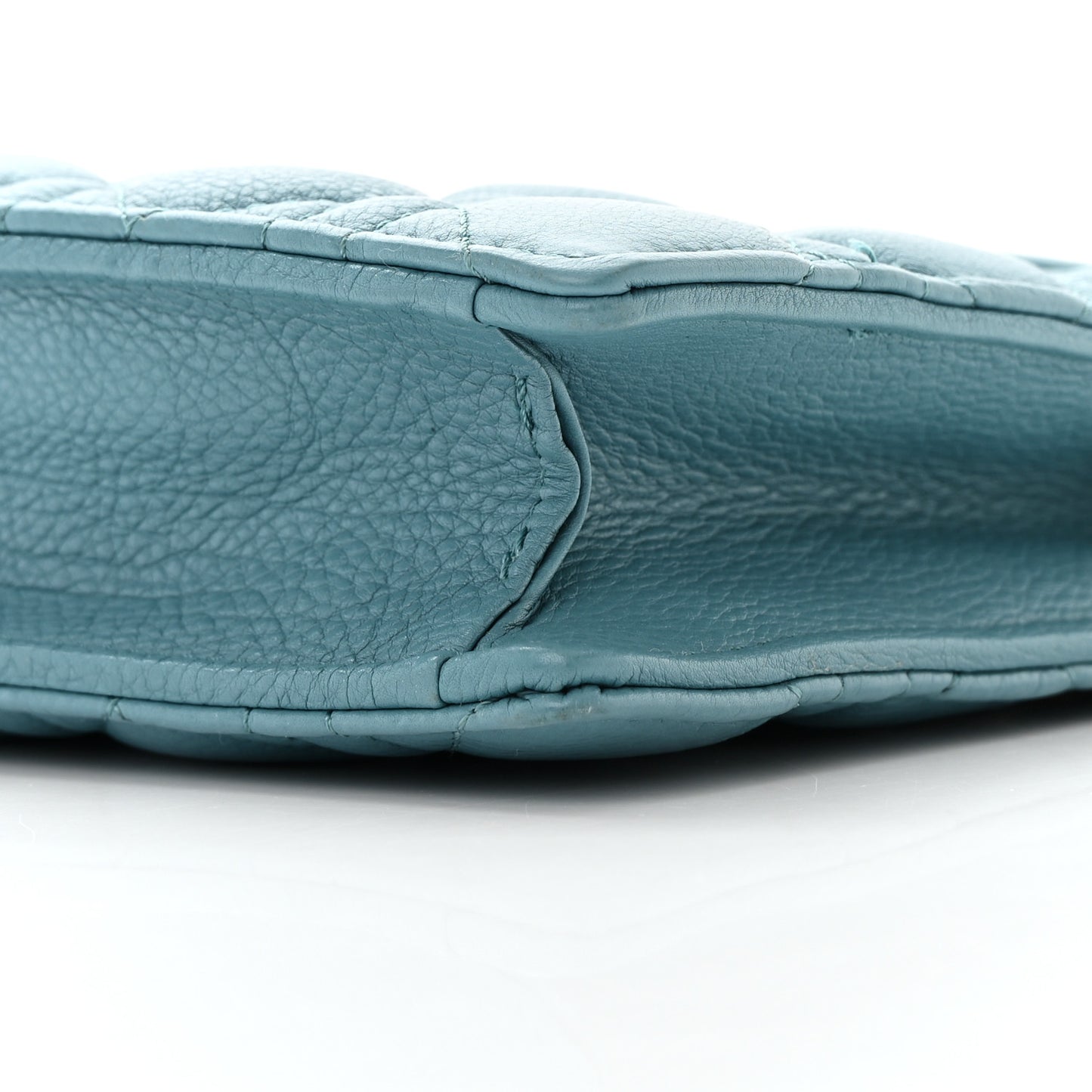 Calfskin Cannage Caro Zipped Pouch With Chain Cloud Blue