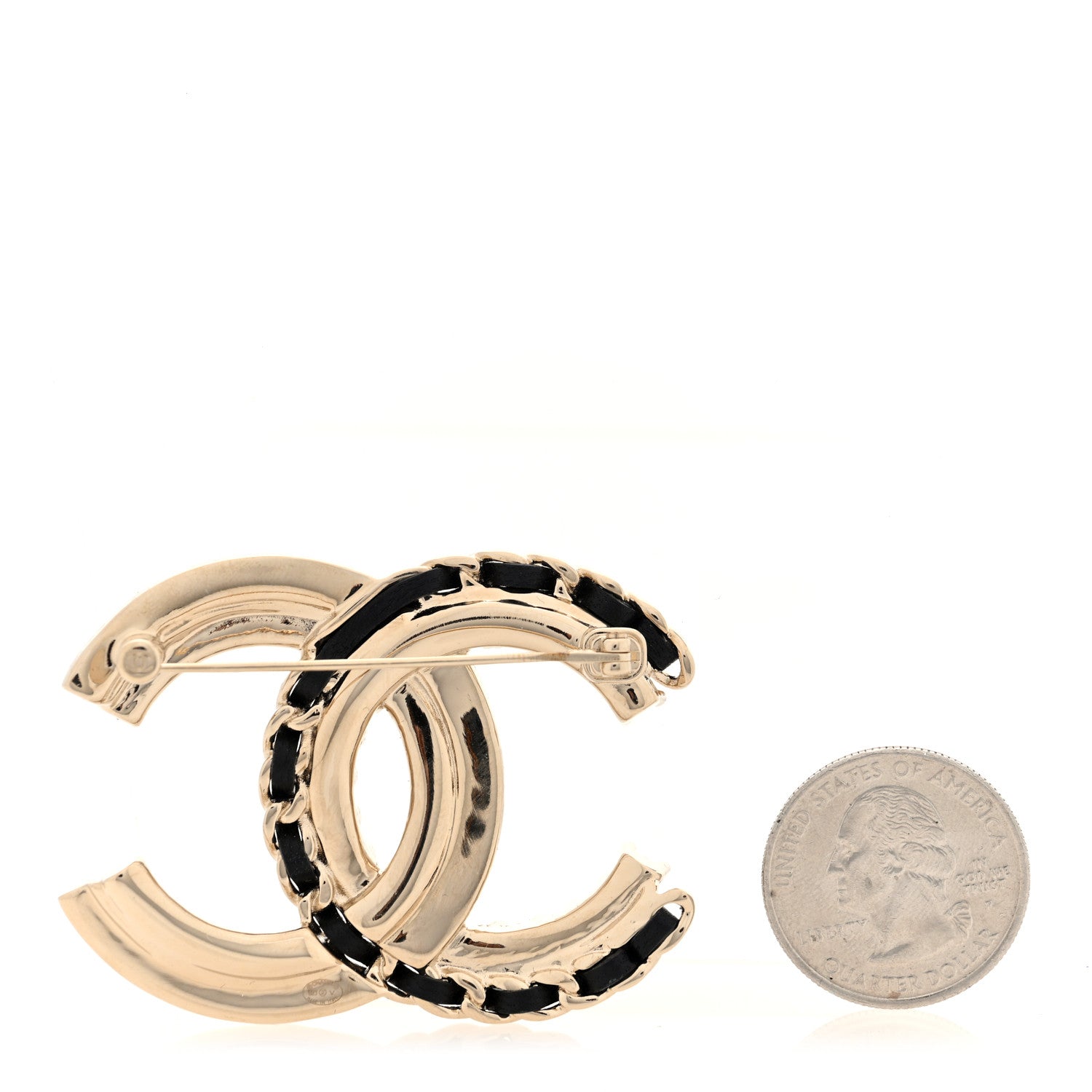 Chanel Lambskin Pearl Crystal Quilted CC Brooch Black Gold Black 2 of 4
