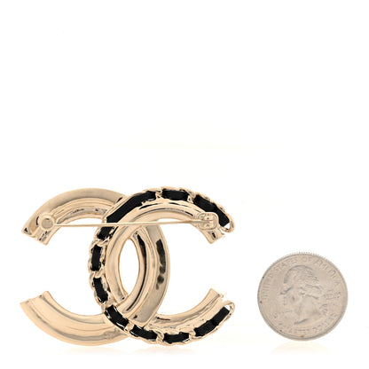Chanel Lambskin Pearl Crystal Quilted CC Brooch Black Gold Black 2 of 4
