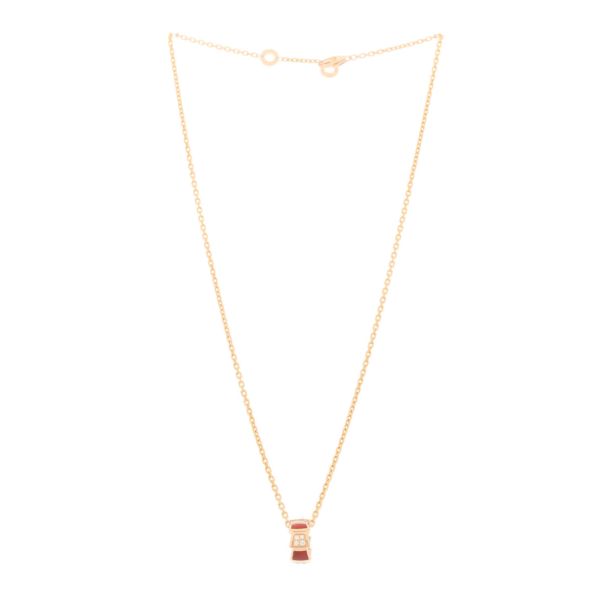 18K Rose Gold Diamond Carnelian Serpenti Viper Pendant Necklace