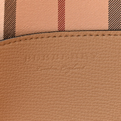 Burberry Grainy Calfskin Haymarket Check Medium Ardwell Zip Tote Camel 6 of 11
