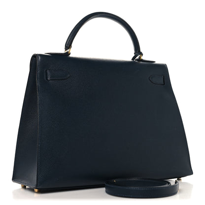 Hermes Courchevel Kelly Sellier 32 Bleu Marine 3 of 13